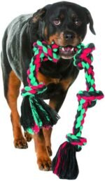 Mammoth Flossy Chews Multi Color 5 Knot Rope Tug – Premium Cotton-Poly Tug Toy for Dogs – Interactive Dog Rope Toy – Tug Dog Chew Toy for Big Dogs - X-Large, 36” - Image 3