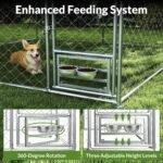 Rovibek 10x10 Ft Dog Kennel Outside, Outdoor Dog Kennel with Roof, Dog Kennels Outdoor with Steel Rotating Feeder Bowls, Outside Kennel for Large Dogs - Image 3