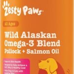 Zesty Paws Salmon Oil for Dogs & Cats – Omega 3 for Dogs & Cats, 32 oz