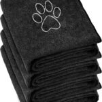 Chumia 4 Pcs Dog Towels for Drying, 16 x 32 Inch, Black