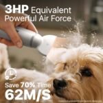 Buenkee Handheld Dog Dryer, 3HP High-Velocity Pet Hair Blower, White - Image 3