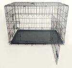 48-Inch Folding Metal Dog Crate for Medium, and Large Breeds – Double-Door Kennel with Divider, Removable Tray, and Carry Handle – Ideal for Indoor and Outdoor - Black - Image 3