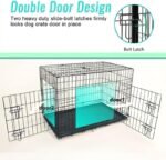 48-Inch Folding Metal Dog Crate for Medium, and Large Breeds – Double-Door Kennel with Divider, Removable Tray, and Carry Handle – Ideal for Indoor and Outdoor - Black - Image 4