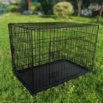 48-Inch Folding Metal Dog Crate for Medium, and Large Breeds – Double-Door Kennel with Divider, Removable Tray, and Carry Handle – Ideal for Indoor and Outdoor - Black - Image 7
