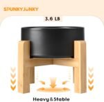 SPUNKYJUNKY Ceramic Elevated Dog Bowls 2 Pack - 8.3inch Raised Dog Bowls with Non-Slip Wooden Stand for Large Dogs Dishwasher Safe(Black,60OZ*2) - Image 5