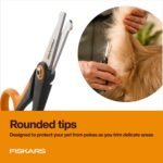 Fiskars Pet Grooming Detailing Scissors for Dogs & Cats, 5.5", Orange/Black - Image 3