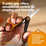 Fiskars Pet Grooming Detailing Scissors for Dogs & Cats, 5.5", Orange/Black - Image 4