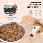 AVERYDAY Elevated Dog Bowls, 4 Height Adjustable Stand for Medium and Large Dogs, Raised Dog Feeder Holder with 2 Stainless Steel Food and Water Bowls, Anti-Slip Base Tall Feeding Station - Image 5
