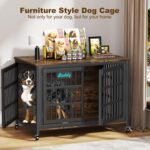 EasyCom 46 in Heavy Duty Dog Crate Furniture on Lockable Wheels (DC103) - Image 6