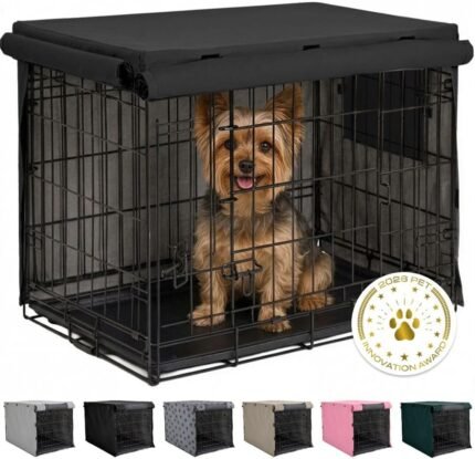 GORILLA GRIP Dog Enclosure Crate Cover, Kennel Cage Topper 24 in Black