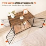 MAHANCRIS Dog Crate Furniture with Cushion, Wooden Dog Kennel with Double Doors, Heavy Duty Dog Cage for Small/Medium/Large Dogs, Indoor Dog House End Table, 39.4" L, Rustic Brown DCHR10701 - Image 5