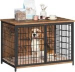 MAHANCRIS Dog Crate Furniture with Cushion, Wooden Dog Kennel with Double Doors, Heavy Duty Dog Cage for Small/Medium/Large Dogs, Indoor Dog House End Table, 39.4" L, Rustic Brown DCHR10701 - Image 8