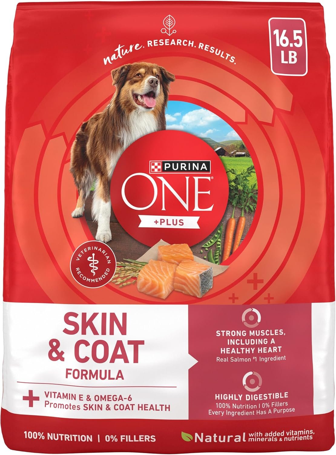 Purina ONE Plus Skin & Coat, Sensitive Stomach Dry Dog Food, 16.5 lb Bag Purina ONE Plus Skin & Coat, Sensitive Stomach Dry Dog Food, 16.5 lb Bag