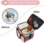 6 Set Dog Travel Bag, Large Pet Travel Kit for Supplies, Pink - Image 5