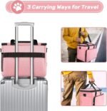 6 Set Dog Travel Bag, Large Pet Travel Kit for Supplies, Pink - Image 6