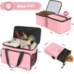6 Set Dog Travel Bag, Large Pet Travel Kit for Supplies, Pink - Image 9
