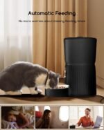 Faroro Automatic Cat Feeder, 4L Cat Food Dispenser with Portion Control, 1-6 Meals Per Day, 10s Voice Recording, Slow Feed, Dual Power Supply for Cats and Small Dogs (Black) - Image 3
