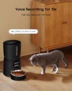 Faroro Automatic Cat Feeder, 4L Cat Food Dispenser with Portion Control, 1-6 Meals Per Day, 10s Voice Recording, Slow Feed, Dual Power Supply for Cats and Small Dogs (Black) - Image 4