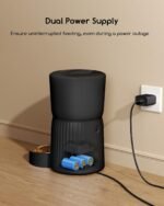Faroro Automatic Cat Feeder, 4L Cat Food Dispenser with Portion Control, 1-6 Meals Per Day, 10s Voice Recording, Slow Feed, Dual Power Supply for Cats and Small Dogs (Black) - Image 5
