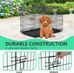 FDW 24 inch Dog Crate Dog Kennel Cage with Double Door Folding Metal Wire Dog Cage with Removable Tray&Divider Panel,Pet Crate for Small Dogs,Black - Image 3