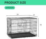 FDW 24 inch Dog Crate Dog Kennel Cage with Double Door Folding Metal Wire Dog Cage with Removable Tray&Divider Panel,Pet Crate for Small Dogs,Black - Image 7