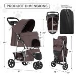MoNiBloom Pet Stroller for Small/Medium Dogs and Cats up to 33 lbs, Coffee - Image 3
