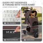 MoNiBloom Pet Stroller for Small/Medium Dogs and Cats up to 33 lbs, Coffee - Image 5