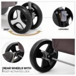 MoNiBloom Pet Stroller for Small/Medium Dogs and Cats up to 33 lbs, Coffee - Image 9