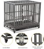 LUCKUP Heavy Duty Dog Cage Metal Kennel and Crate for Medium and Large Dogs, Pet Playpen with Four Wheels,Easy to Install,42 inch,Black - Image 3