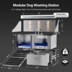 POLIMO LED Dog Washing Station, 304 Stainless Steel Pet Wash Sink - Image 4