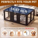Clear Acrylic Dog Playpen Indoor, Black, 24" H, 10 Panels - Image 3