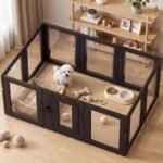 Clear Acrylic Dog Playpen Indoor, Black, 24" H, 10 Panels - Image 4