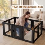 Clear Acrylic Dog Playpen Indoor, Black, 24" H, 10 Panels - Image 8
