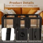 Clear Acrylic Dog Playpen Indoor, Black, 24" H, 10 Panels - Image 9