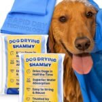 Shammy Dog Towel for Drying Dogs Large, 34x26in, Ultra Absorbent, 2 Pack