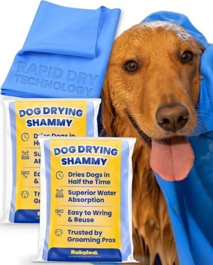 Shammy Dog Towel for Drying Dogs Large, 34x26in, Ultra Absorbent, 2 Pack