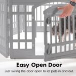 IRIS USA 24" Dog Playpen, 4-Panel with Door, Indoor/Outdoor, Gray - Image 9
