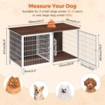 MAHANCRIS Dog Crate Furniture for 2 Dogs, 43.3" Dog Kennel with Removable Divider, Heavy Sturdy Dog Furniture Style Double Cage for Small Medium Dogs, Indoor Pet House End Table, White and Walnut - Image 3