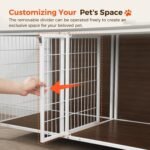 MAHANCRIS Dog Crate Furniture for 2 Dogs, 43.3" Dog Kennel with Removable Divider, Heavy Sturdy Dog Furniture Style Double Cage for Small Medium Dogs, Indoor Pet House End Table, White and Walnut - Image 5