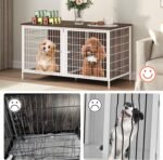 MAHANCRIS Dog Crate Furniture for 2 Dogs, 43.3" Dog Kennel with Removable Divider, Heavy Sturdy Dog Furniture Style Double Cage for Small Medium Dogs, Indoor Pet House End Table, White and Walnut - Image 6