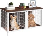 MAHANCRIS Dog Crate Furniture for 2 Dogs, 43.3" Dog Kennel with Removable Divider, Heavy Sturdy Dog Furniture Style Double Cage for Small Medium Dogs, Indoor Pet House End Table, White and Walnut - Image 9