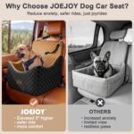JOEJOY Elevated Dog Car Seat for Small/Medium Dogs up to 35 lbs, Memory Foam Booster Seat with Detachable Washable Cover, Travel-Safe Car Bed with Safety Belts & Storage Pockets, Brown - Image 4