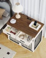 Hzuaneri 39.4 in Dog Crate Furniture with Storage & Power Indoor Dog Kennel - Image 3