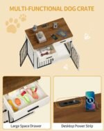 Hzuaneri 39.4 in Dog Crate Furniture with Storage & Power Indoor Dog Kennel - Image 4