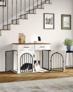 Hzuaneri 39.4 in Dog Crate Furniture with Storage & Power Indoor Dog Kennel - Image 6