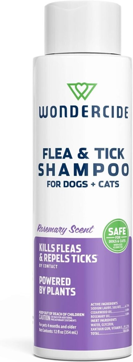 Wondercide – Flea & Tick Shampoo for Dogs and Cats – Rosemary – 12 Fl oz