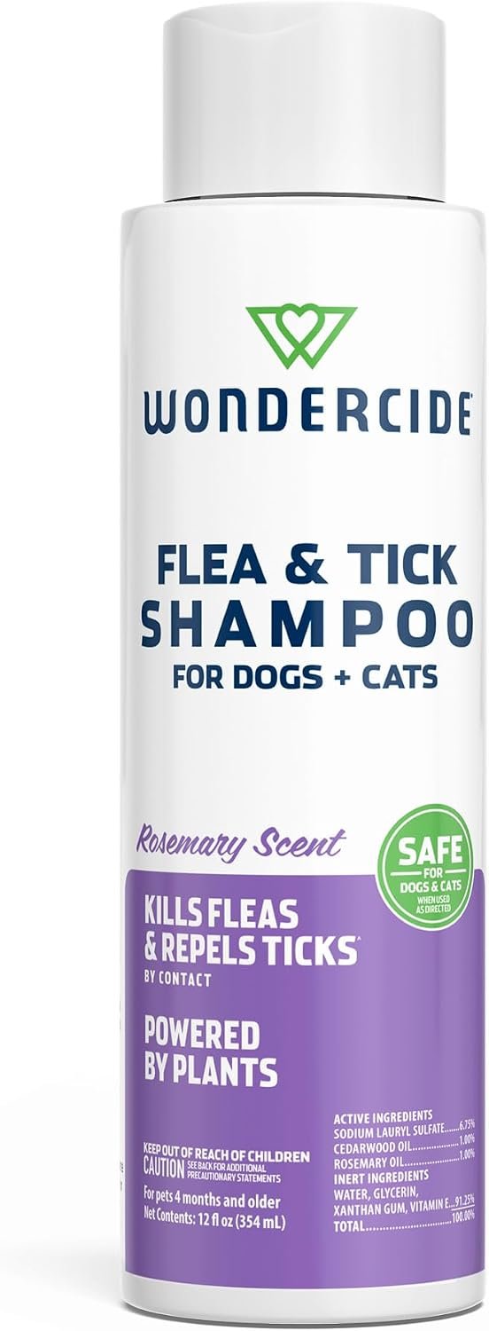 Wondercide – Flea & Tick Shampoo for Dogs and Cats – Rosemary – 12 Fl oz Wondercide – Flea & Tick Shampoo for Dogs and Cats – Rosemary – 12 Fl oz