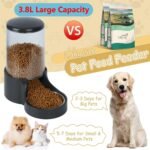 Automatic Cat Feeder, 3.8L Large Gravity Cat Food Dispenser with Detachable Top Lid, Visible Bottle and Stainless Steel Bowl for Pets (Black) - Image 4