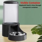 Automatic Cat Feeder, 3.8L Large Gravity Cat Food Dispenser with Detachable Top Lid, Visible Bottle and Stainless Steel Bowl for Pets (Black) - Image 5