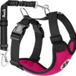 SlowTon Dog Seat Belt and Harness for Car, 2 in 1 Seatbelt Buckle, FU M